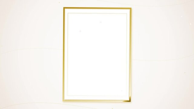 Minimalist Golden Frame with Blank White Space for Text or Image.