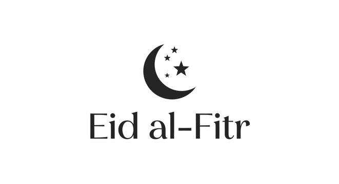 Eid al-Fitr Celebration with Crescent Moon and Stars Symbol