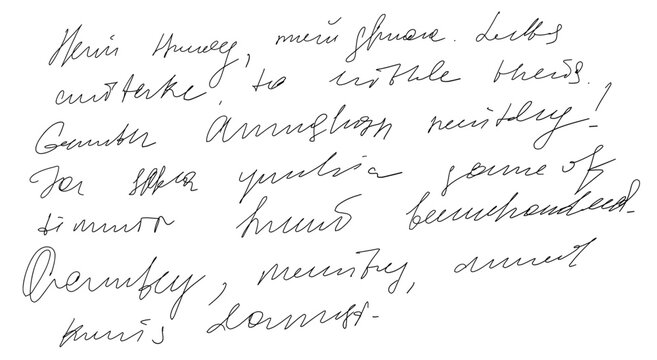 Handwritten vintage old text in cursive style on transpatent background. Romantic letter or poetry