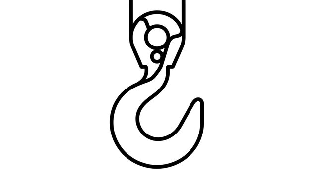 Black hook icon on white background.