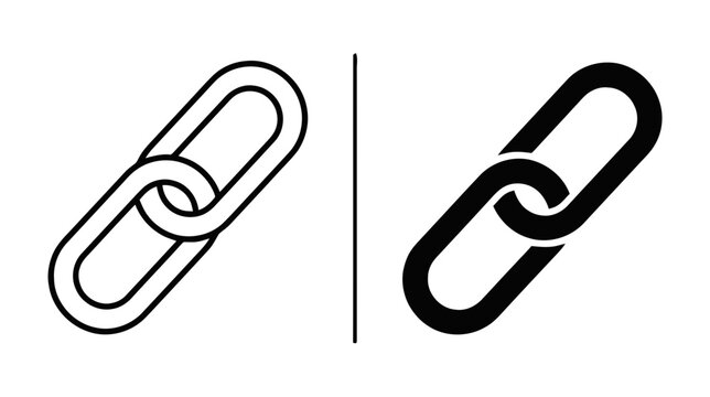 Vector illustration of chain link icon set, outline and solid style on a transparent background