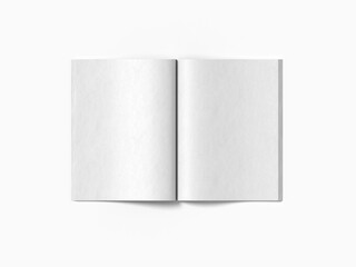 Blank Open Magazine Mockup Flat Overhead View on White Background © Fitra Nanda