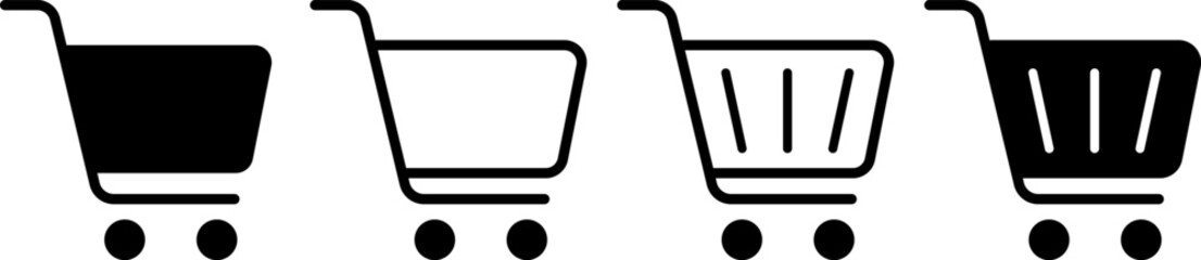 Shopping cart icons set showing different styles in a minimalist flat design © MOHAMMAD RABBI