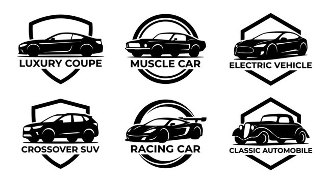 Collection of Diverse Car Silhouettes Representing Different Vehicle Types.