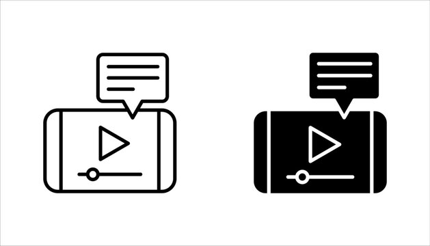Subtitle outline icon set. simple element from editable cinema concept, vector illustration on white background