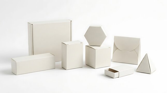 White geometric shapes on white background.