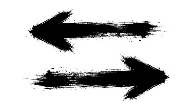 Two grunge brush stroke arrows pointing in opposite directions