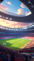 Naklejka premium Soccer Stadium Evening.