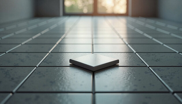 Misaligned floor tile disrupting symmetry symbolizing obsessive compulsive disorder