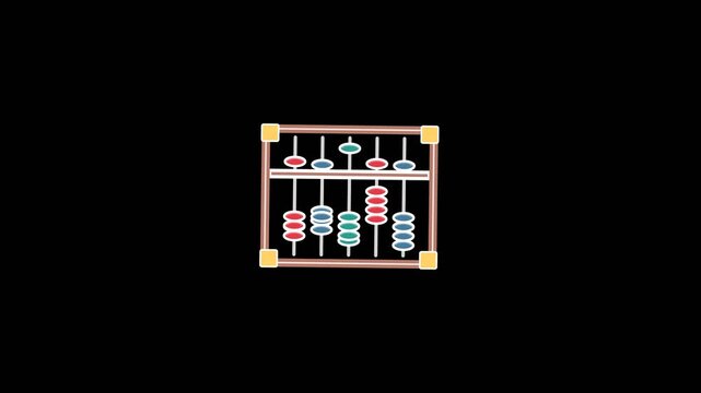 Traditional wooden abacus with colorful sliding beads for basic mathematical calculations in this simple hand drawn digital motion video animation