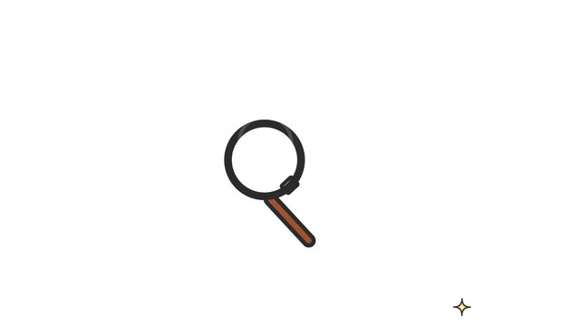 Magnifying glass icon animation showing searching motion for investigative research projects in this high quality flat design vector video footage