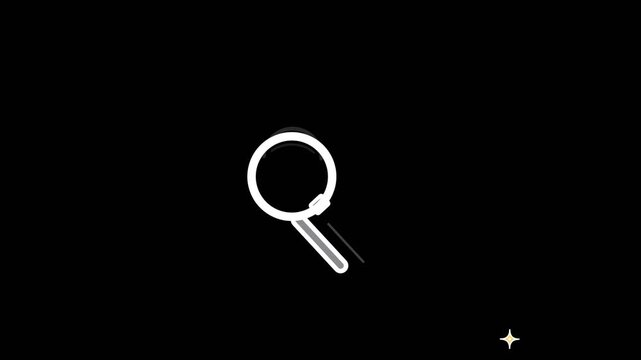 Magnifying glass icon performs a smooth searching motion animation in this minimal digital graphic design loop video clip element today