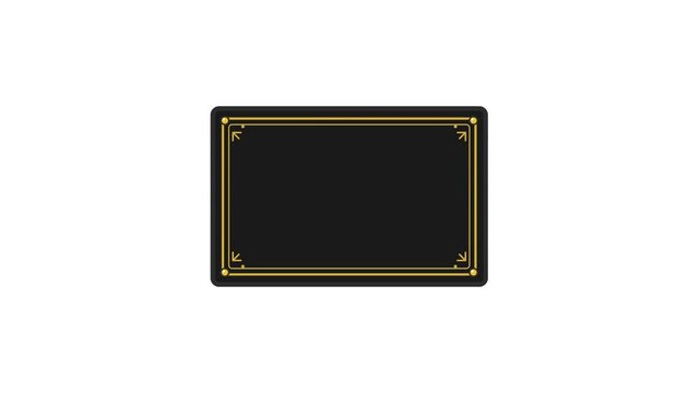Elegant rectangular golden frame with sharp corner accents serves as a decorative graphic motion element for modern video production projects