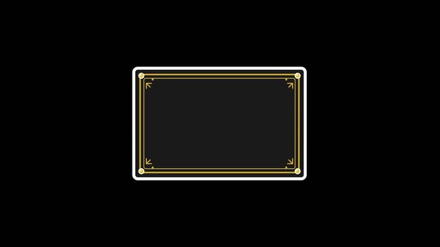 Elegant rectangular golden frame with minimalist border lines and corner accents creates a sophisticated motion design video overlay graphic element