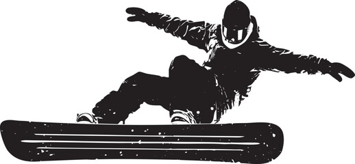 Snowboarder Jumping Silhouette PNG Isolated on Transparent Background © Hasina