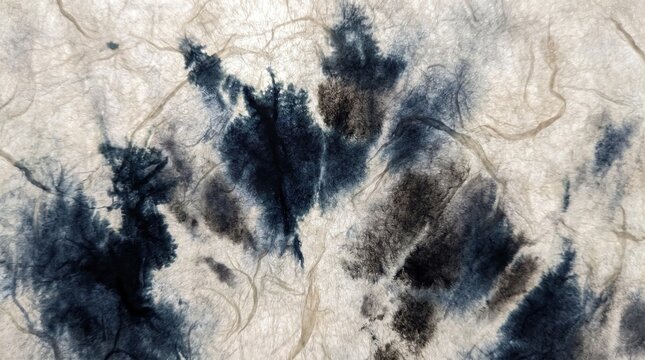 Dark pigment bleeding through thin textured paper creating an abstract organic ink wash pattern