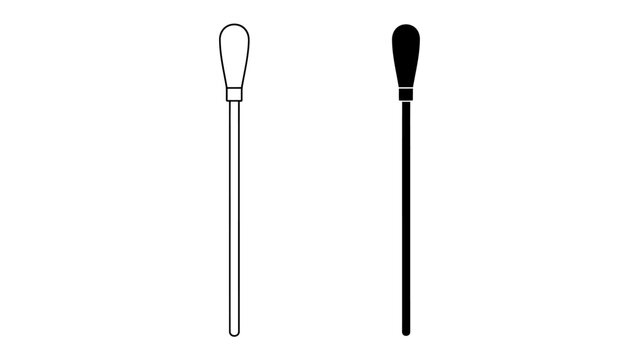 Conductor's Baton: A simple outline and silhouette of a conductor's baton, a symbol of musical direction and orchestration.