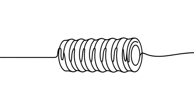 Coiled spring wire illustration on white background.