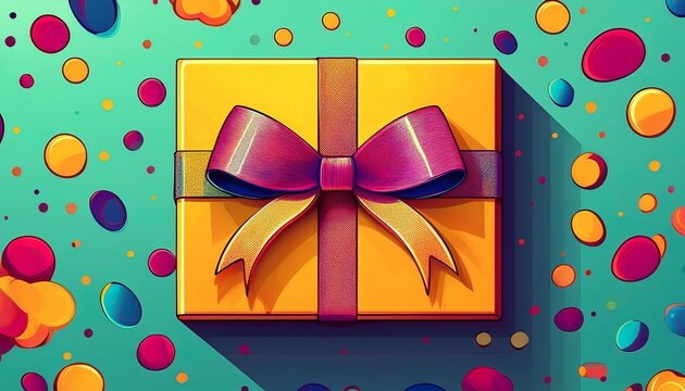 gift box with pop art ribbon