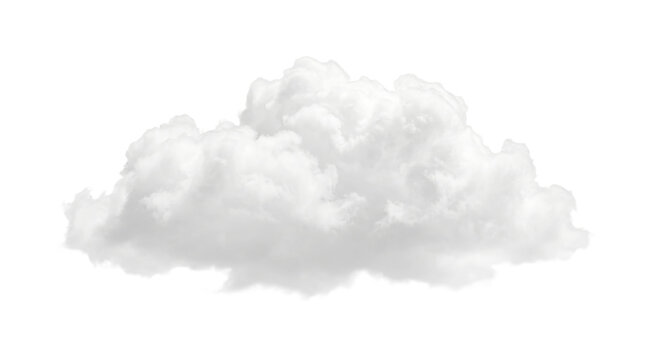Fluffy white cumulus cloud isolated on a transparent background for design