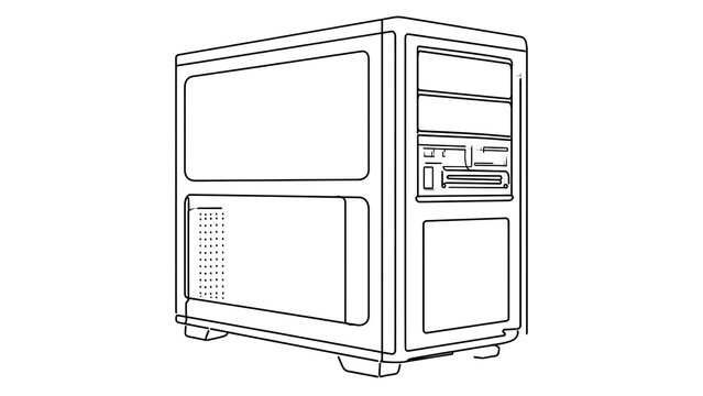 Computer tower case illustration on white background.