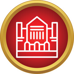 Obraz premium Outline icon representing a courthouse, museum, library, or historic building in a red circle