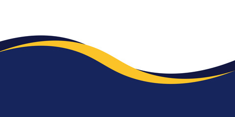 Fototapeta premium Modern abstract background featuring elegant blue and yellow flowing wave shapes on a clean white backdrop. Minimal geometric composition ideal for business presentations,
