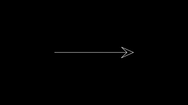 Thin Line right Arrow Animation Minimal Title Element on a black background.