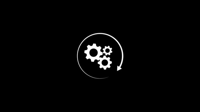 Group of gears. Alpha channel. Gears rotating animation. cogwheel gear icon logotype rotating animation. 4k