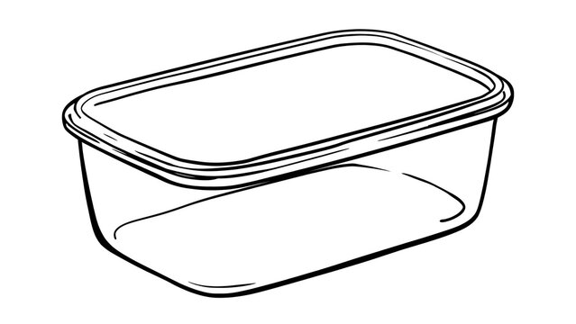 Empty plastic container with lid on white background.