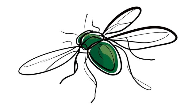 Green fly illustration on white background.