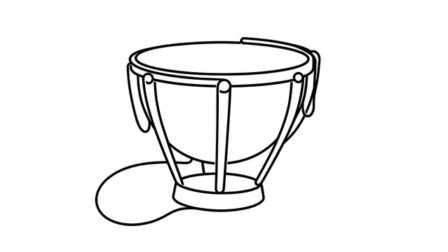 Hand drawn timpani drum on white background.