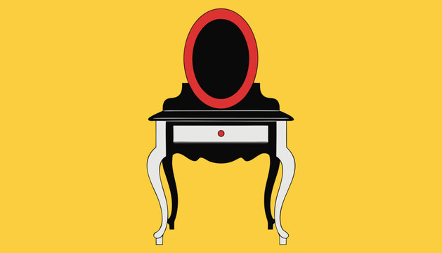 Red mirror on table 