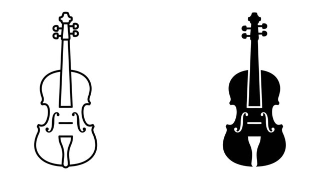 Violin Silhouette Duo: Two violin silhouettes, one outlined and the other a solid black graphic, stand side-by-side, showcasing the classic elegance of the string instrument.