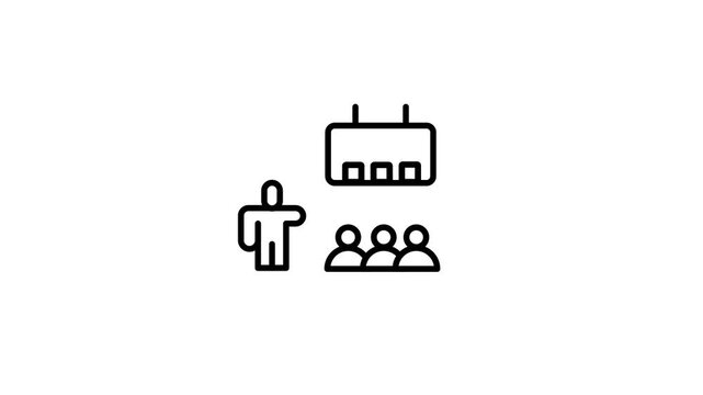 Training students icon with business chart animation isolated on white background