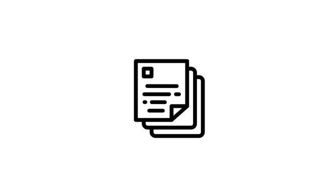 Document icon with line animation isolated on white background