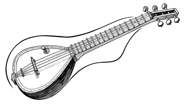 Illustration of mandolin on white background.