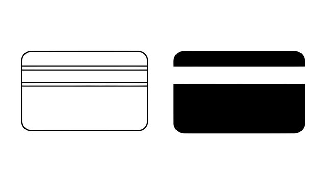 Credit Card Icons: A set of minimalist credit card icons, one in white with embossed lines and the other a solid black silhouette, representing modern payment methods.