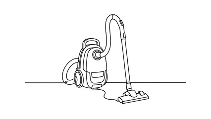 Obraz premium Minimalist vacuum cleaner line art on white background.