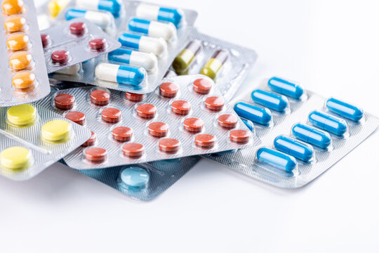 Variety of medicines and drugs.Medicine and healthcare concept.Pill for the prescription and treatment various diseases chemistry