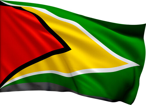 Guyana Flag PNG with Transparent Background, Waving National Flag of Guyana, Guyana Country Symbol for Travel, Geography, Culture and International Design