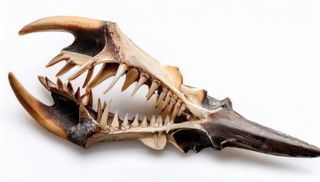 Fossilized Shark Teeth Isolated On White