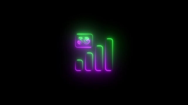 Neon 5 g network signal animation, high-speed wireless connectivity concept, glowing digital technology for telecommunications and data communication projects