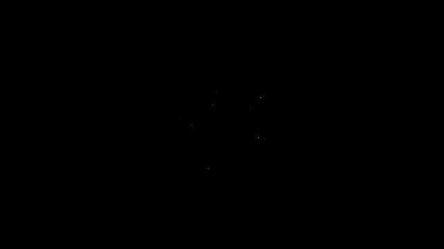 White pixie dust trail & glittering star blink animation, magic starlight path, shimmering fairy sparkles blast, luxury glowing light effect on black screen background, 4k loop video