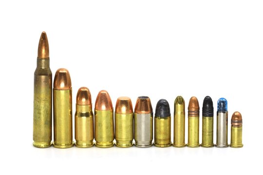 Row of bullet cartridges 
