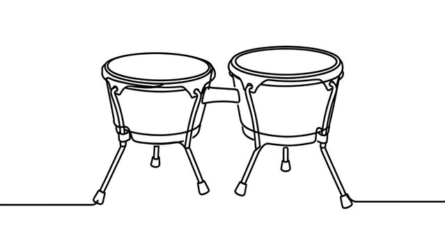 Pair of timpani drums on white background.