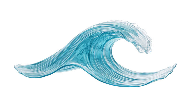 Dynamic blue wave cresting and breaking with transparency and motion