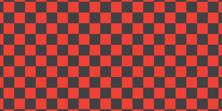 Red and black checkerboard pattern background. Seamless checkered geometric texture for racing flags, textile design, flannel style, and bold graphic backdrops.