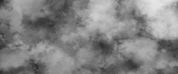 Fototapeta premium Abstract smoke exploding backdrop design cumulus clouds . Monochrome black and white ink effect watercolor. Grunge clouds or smog texture with stains Gray realistic fog or mist smokey illustration.
