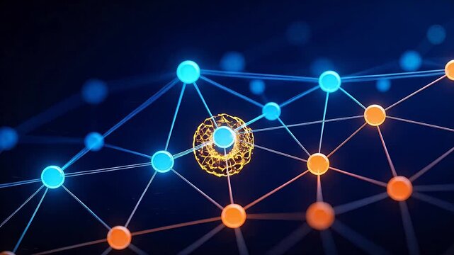 Abstract network of glowing nodes